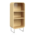 **Technische titel in het Nederlands: Minimalistische houten boekenkast met metalen poten**