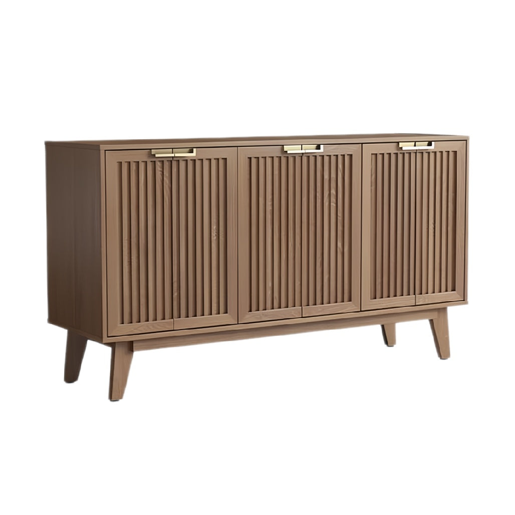 **Technische titel in het Nederlands: Moderne houten dressoir met verticale ribbelstructuur**